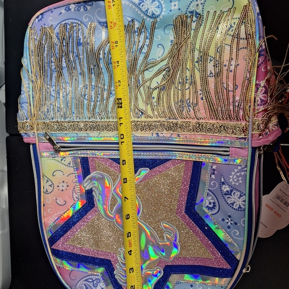 Wonder Nation Holographic Unicorn Bag with Gold Fringe Backpack NWT. - Picture 3 of 7